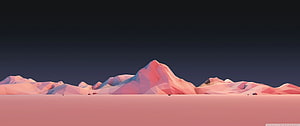 Minimalist Low Poly Mountain Range in Soft Pink and Blue Tones Against a Dark Sky HD wallpaper