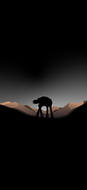 Silhouette of an AT-AT Walker in a Desert Landscape HD phone wallpaper