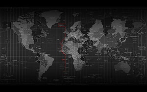 Dark World Map with Time Zones and Country Borders HD wallpaper