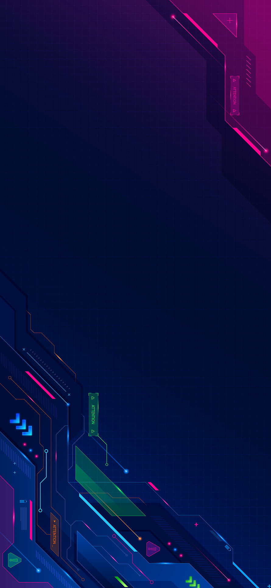 Futuristic Cyberpunk Technology Interface Background With Neon Circuit Lines HD phone wallpaper