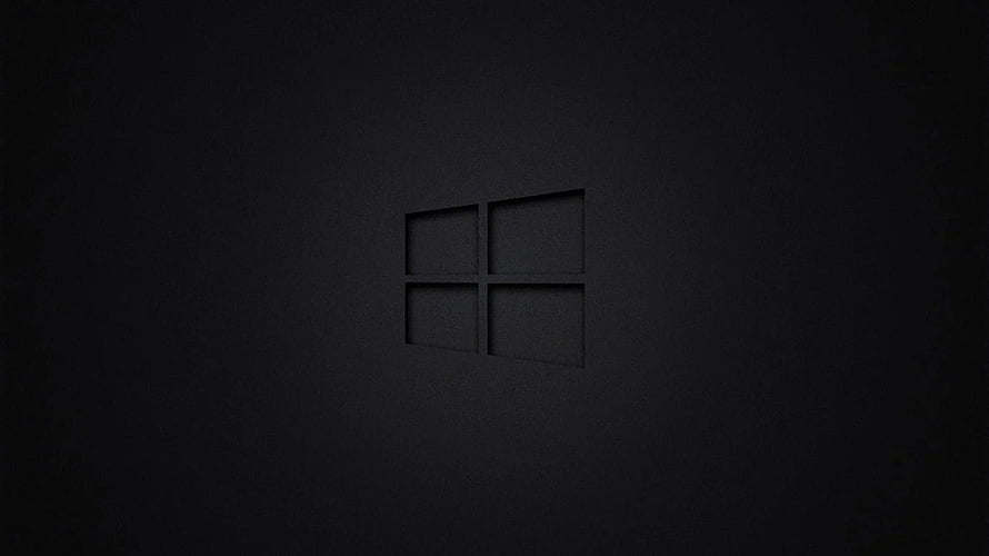 Windows 10 Dark Minimalist Black Desktop Background with Subtle Logo HD wallpaper
