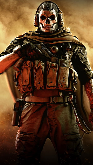 Ghost from Call of Duty Modern Warfare in Tactical Gear with Skull Mask and Combat Vest HD phone wallpaper