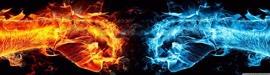 Fire and Ice Elemental Clash Abstract Art HD wallpaper