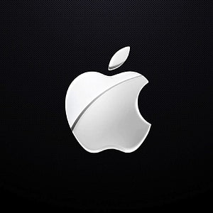 Glossy White Apple Logo on Dark Textured Background HD phone wallpaper