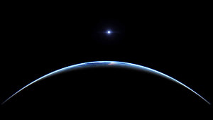 Earth Horizon From Space With Bright Star In The Black Void HD wallpaper
