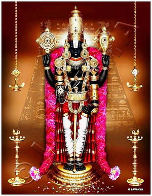 Lord Ayyappa Digital Art with Golden Jewelry and Oil Lamps HD phone wallpaper