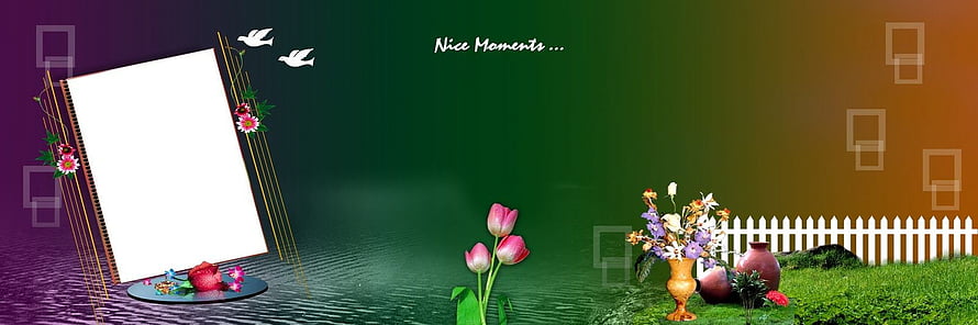 Elegant Garden Wedding Album Template with Tulips and White Fence HD wallpaper