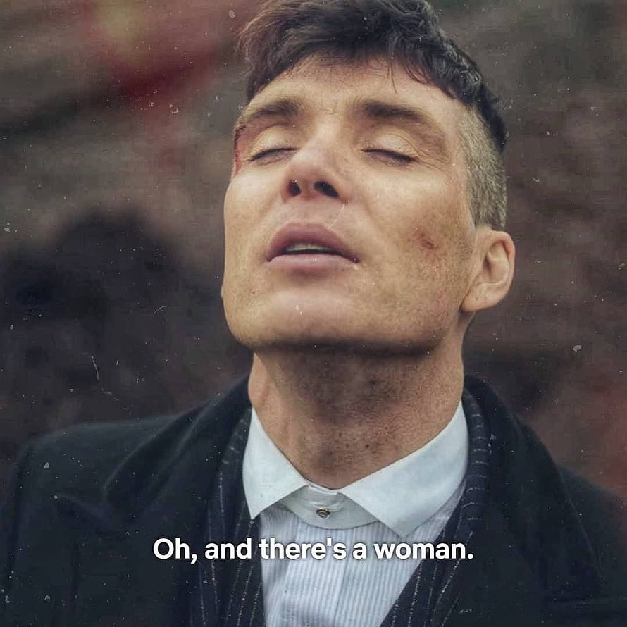 Tommy Shelby from Peaky Blinders with eyes closed and a quote overlay HD phone wallpaper