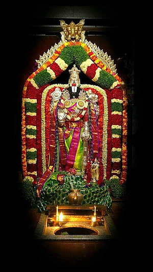 Lord Ayyappa Statue Decorated with Flowers and Jewels in Temple HD phone wallpaper