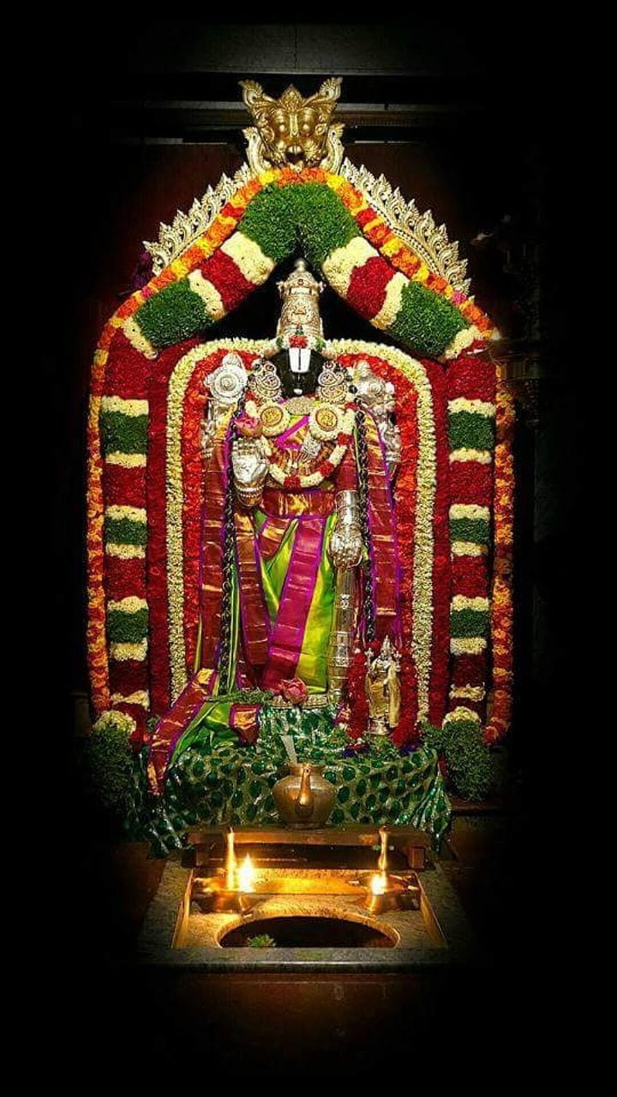 Lord Ayyappa Statue Decorated with Flowers and Jewels in Temple HD phone wallpaper