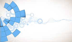 Abstract Blue Corporate Technology Background with Gears and Geometric Shapes HD wallpaper