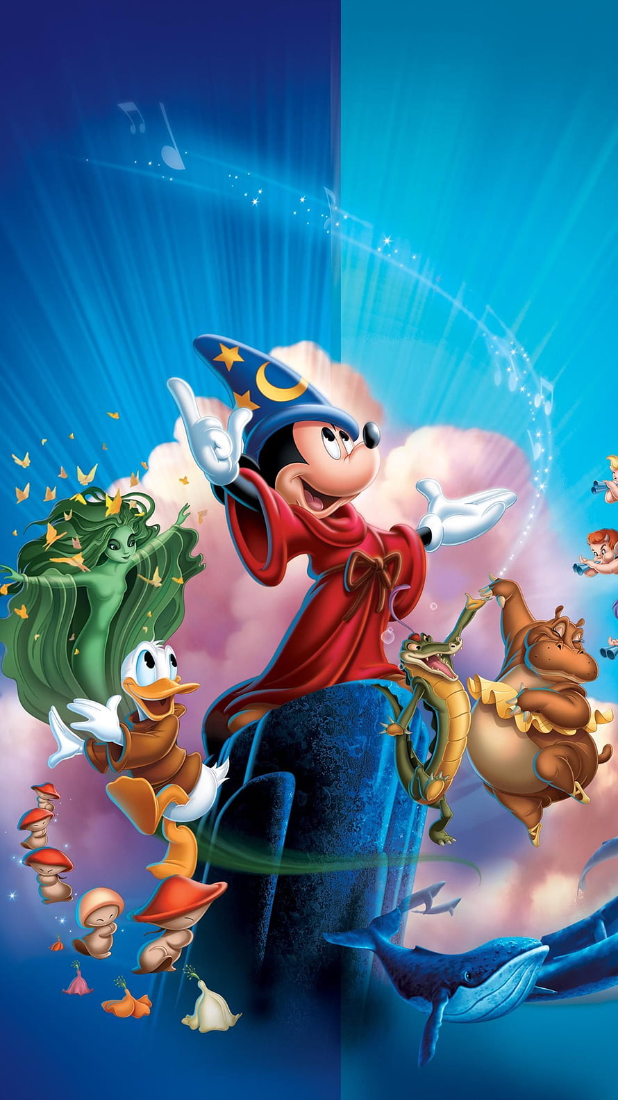 Fantasia 2000 Sorcerer Mickey Mouse Donald Duck Nature Spirit Dragon Hippo Whale Magical Art HD phone wallpaper
