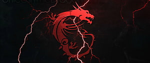 MSI Red Dragon Gaming Logo with Lightning on Dark Background HD wallpaper