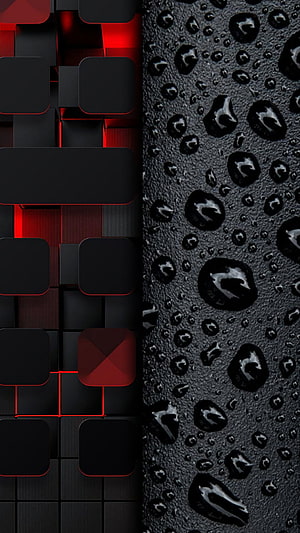 Abstract Black and Red Geometric Pattern with Water Droplets Texture HD phone wallpaper