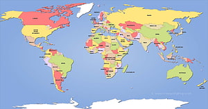 Colorful Political World Map With Labeled Countries And Continents HD wallpaper