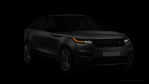 Matte Black Range Rover Velar SUV with Illuminated Headlights on Dark Background HD wallpaper