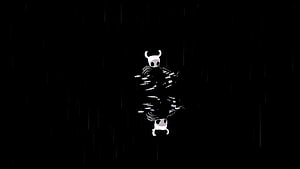 Hollow Knight Minimalist Artwork with Rain Reflection on Black Background HD wallpaper