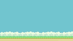 Pixel Art City Skyline Background With Clouds And Green Trees HD wallpaper