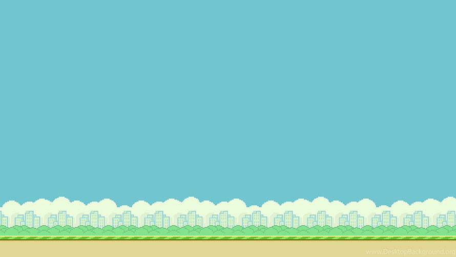 Pixel Art City Skyline Background With Clouds And Green Trees HD wallpaper