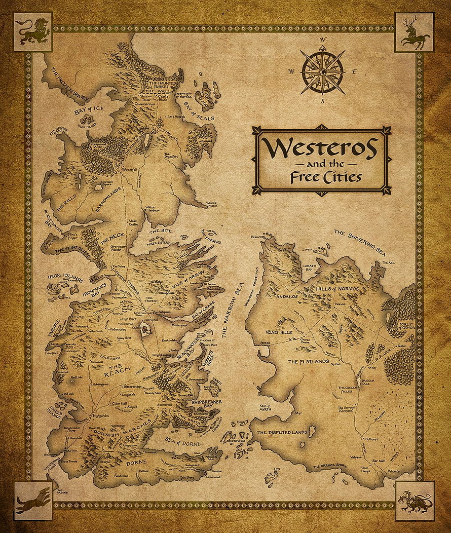 Westeros and the Free Cities Fantasy Map from Game of Thrones HD phone wallpaper