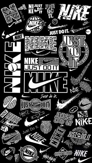 Nike Just Do It Logo Collection Black And White Vector Art HD phone wallpaper