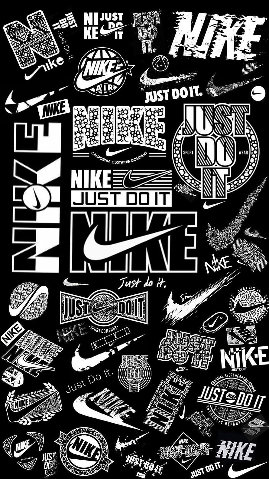 Nike Just Do It Logo Collection Black And White Vector Art HD phone wallpaper