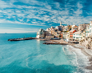 Sicily Coastal Town with Colorful Mediterranean Buildings and Turquoise Sea HD wallpaper