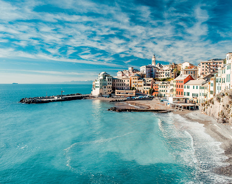 Sicily Coastal Town with Colorful Mediterranean Buildings and Turquoise Sea HD wallpaper