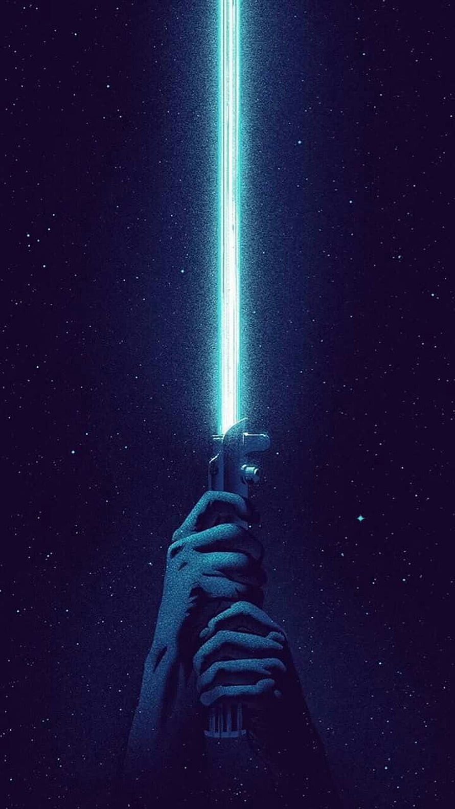 Star Wars Lightsaber Ignition Against Starry Space Background HD phone wallpaper