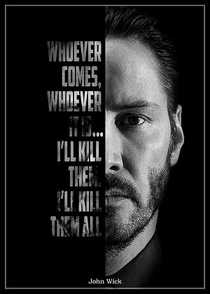John Wick Intense Black And White Portrait With Iconic Quote Wallpaper HD phone wallpaper