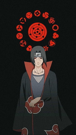 Itachi Uchiha Akatsuki Cloak With Sharingan And Mangekyo Sharingan Symbols, Itachi Uchiha, Itachi X HD phone wallpaper