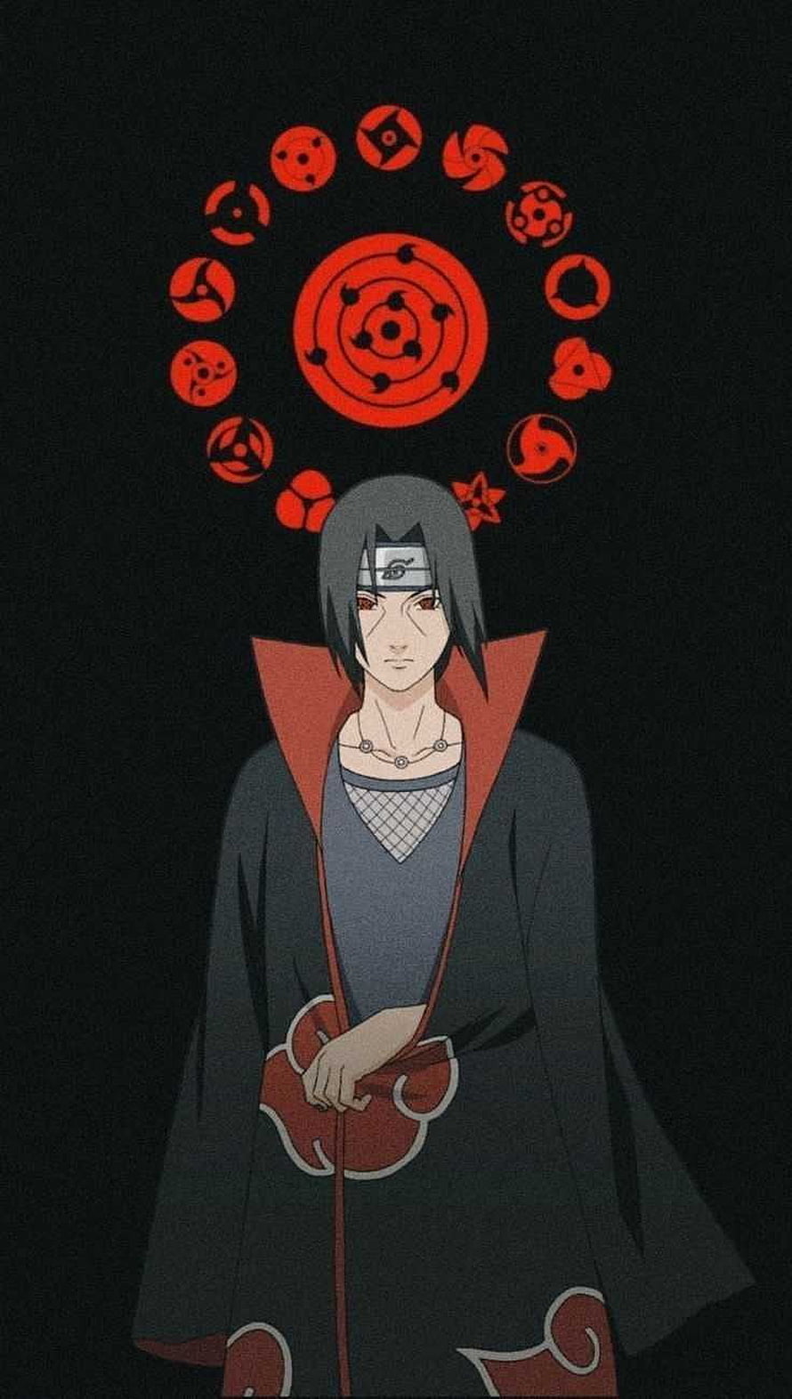 Itachi Uchiha Akatsuki Cloak With Sharingan And Mangekyo Sharingan Symbols, Itachi Uchiha, Itachi X HD phone wallpaper