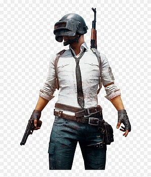 PUBG Mobile Character with Helmet, Tie, and Dual Weapons HD phone wallpaper