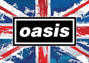 Oasis Band Logo on Grunge Union Jack Flag Background HD wallpaper