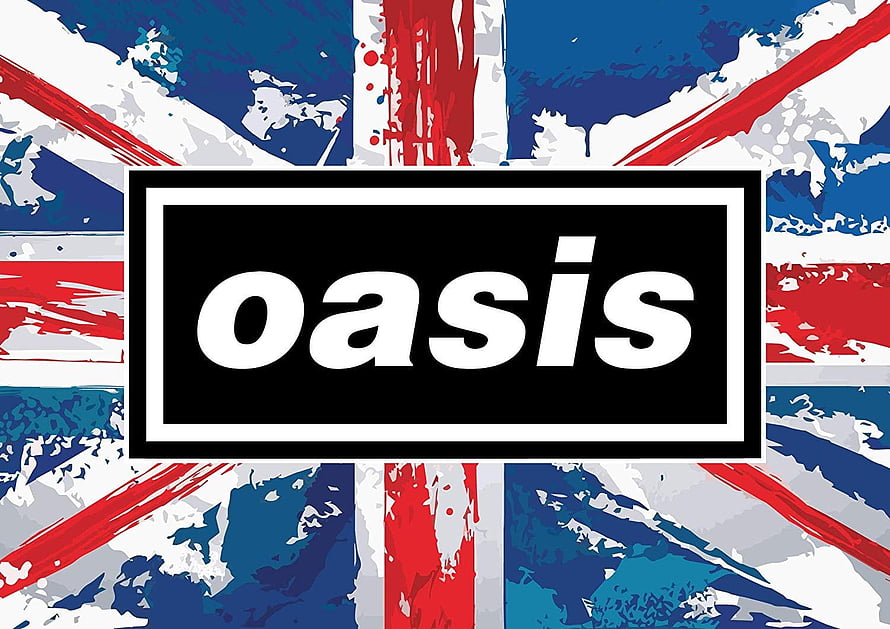 Oasis Band Logo on Grunge Union Jack Flag Background HD wallpaper