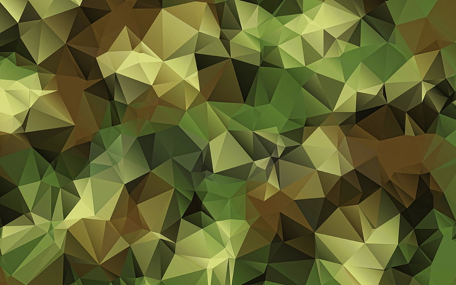 Olive Green Low Poly Camouflage Pattern with Geometric Faceted Crystals HD wallpaper