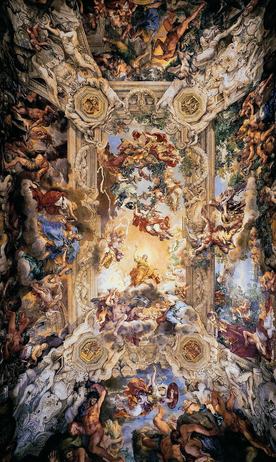 Ceiling of the Quirinal Palace by Pietro da Cortona, Baroque Fresco of Divine Providence HD phone wallpaper