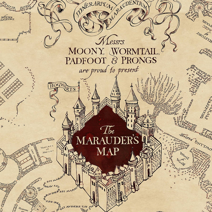 Harry Potter Marauder's Map Hogwarts Castle Vintage Parchment Illustration HD phone wallpaper