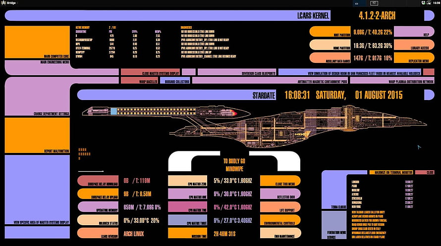 Star Trek LCARS Interface Desktop Wallpaper with Starship Blueprint and System Diagnostics HD wallpaper