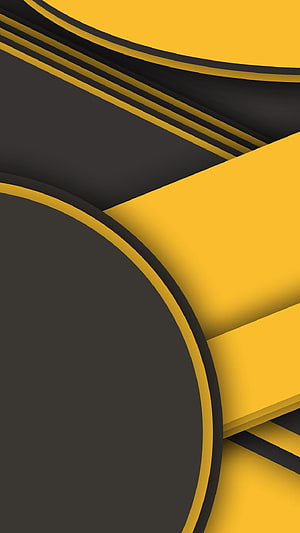 Abstract Yellow and Black Geometric Wallpaper with Curved Lines and Shadows HD phone wallpaper