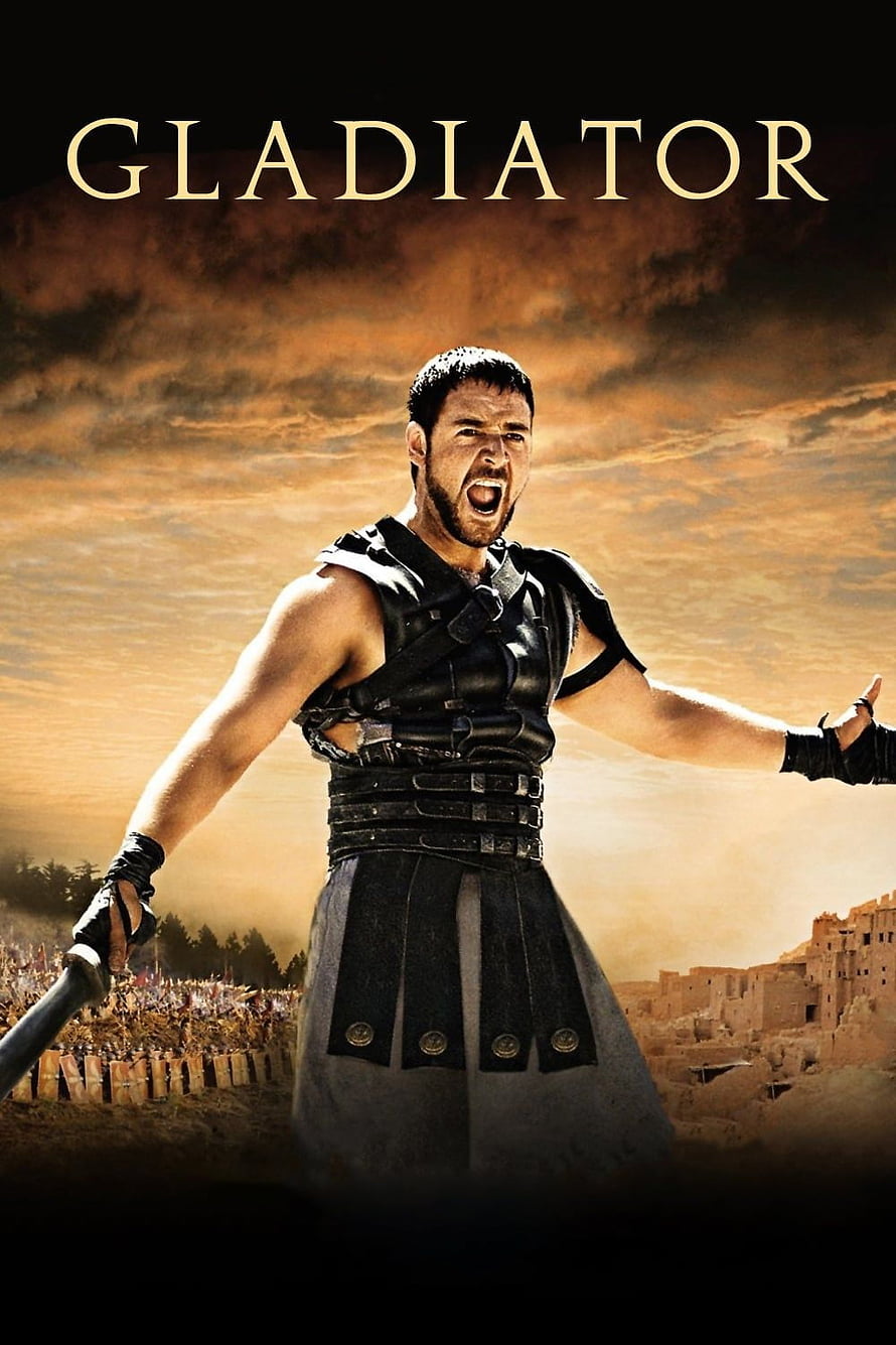 Gladiator Movie Poster Featuring Maximus in Roman Armor with Sword and Arena Crowd, Gladiator movie poster HD phone wallpaper
