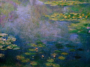 Claude Monet Water Lilies Impressionist Pond Painting with Reflections and Lily Pads HD wallpaper