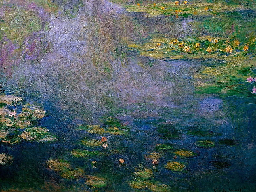 Claude Monet Water Lilies Impressionist Pond Painting with Reflections and Lily Pads HD wallpaper