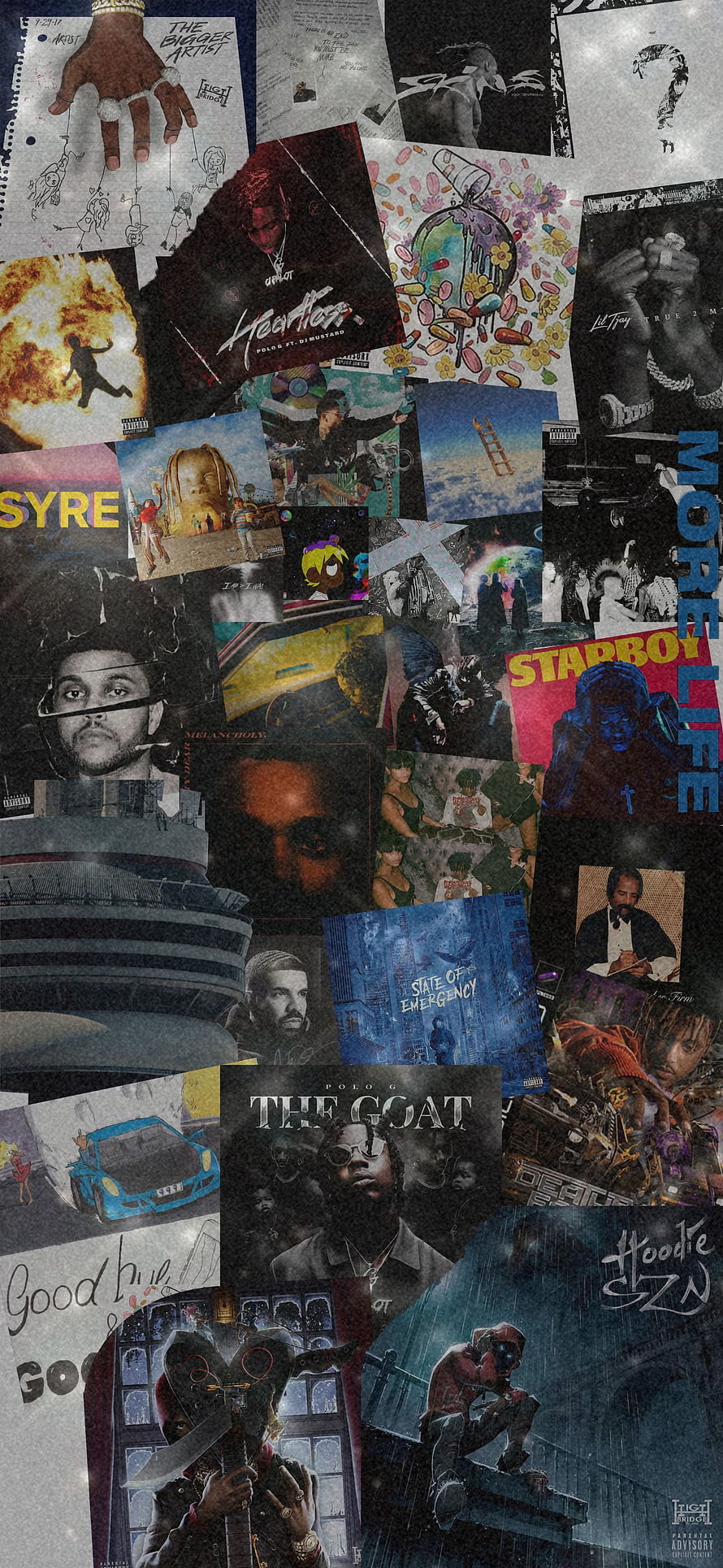 Hip Hop Album Cover Collage Featuring Polo G, Drake, and Lil Uzi Vert HD phone wallpaper