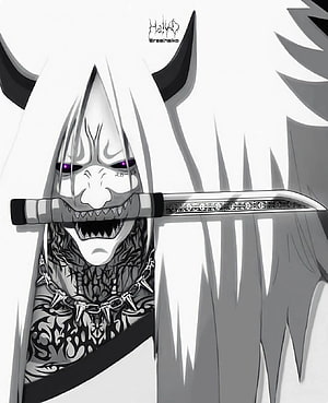 Orochimaru Snake Mask Anime Character Portrait With Katana In Mouth HD phone wallpaper