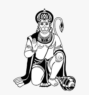 Lord Hanuman Black and White Line Art Illustration with Mace and Crown, Transparent Hanuman Png - Hanuman Black And White, Png , Transparent Png, Lord Hanuman Black and White HD phone wallpaper