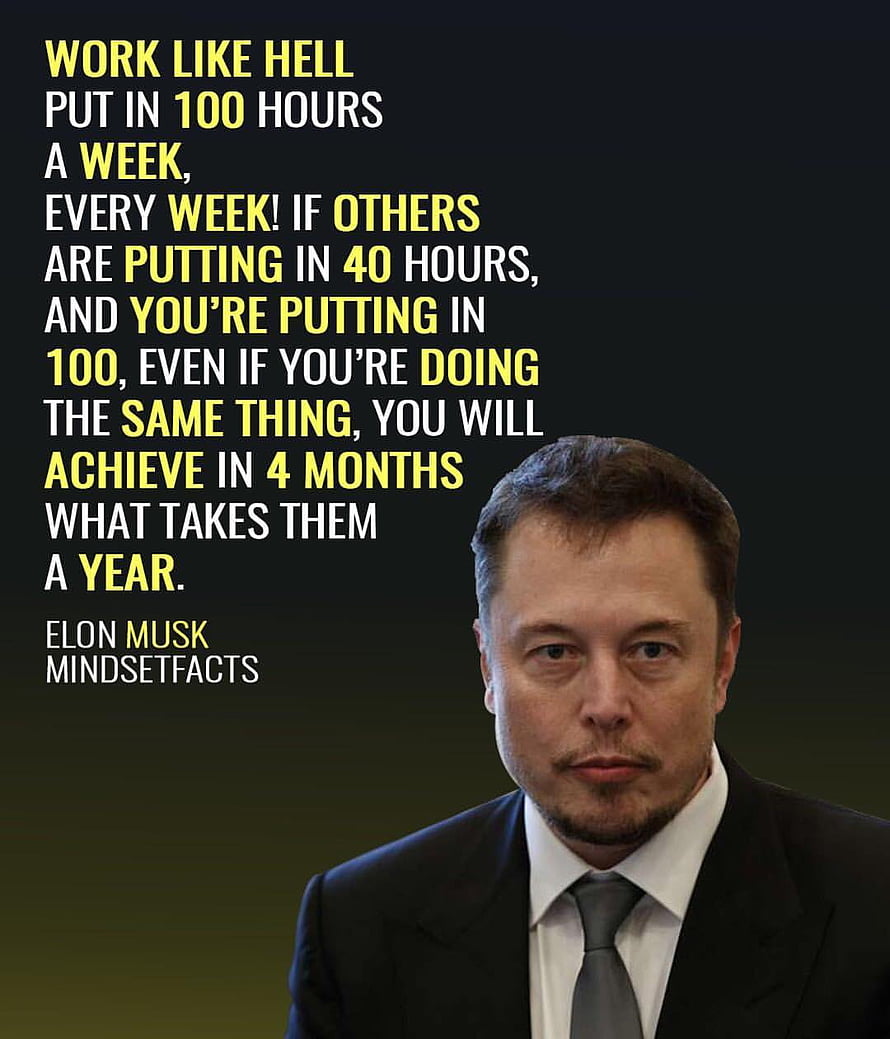 Elon Musk Motivational Quote on Hard Work and Success HD phone wallpaper
