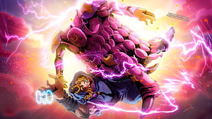 Johnny Joestar and Tusk Act 4 in Dynamic Anime Style with Electric Energy HD wallpaper