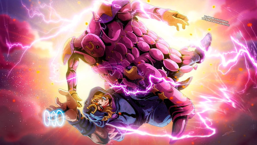 Johnny Joestar and Tusk Act 4 in Dynamic Anime Style with Electric Energy HD wallpaper