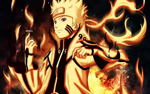 Naruto Uzumaki Nine-Tails Chakra Mode Anime Wallpaper HD wallpaper
